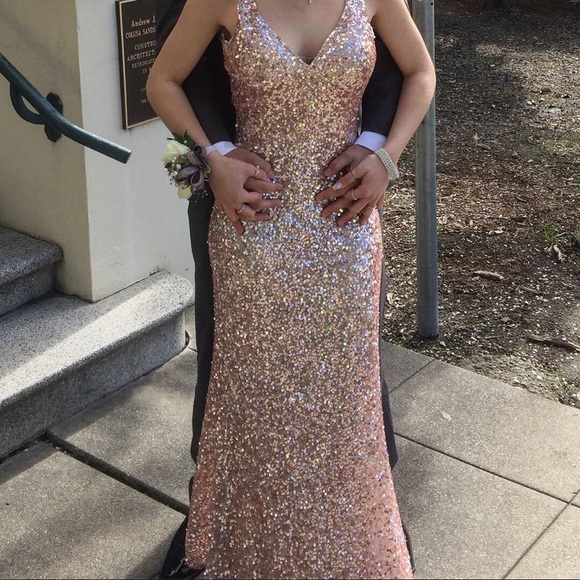 rose gold prom dress